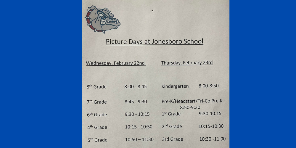 Picture Days Feb 22 and 23