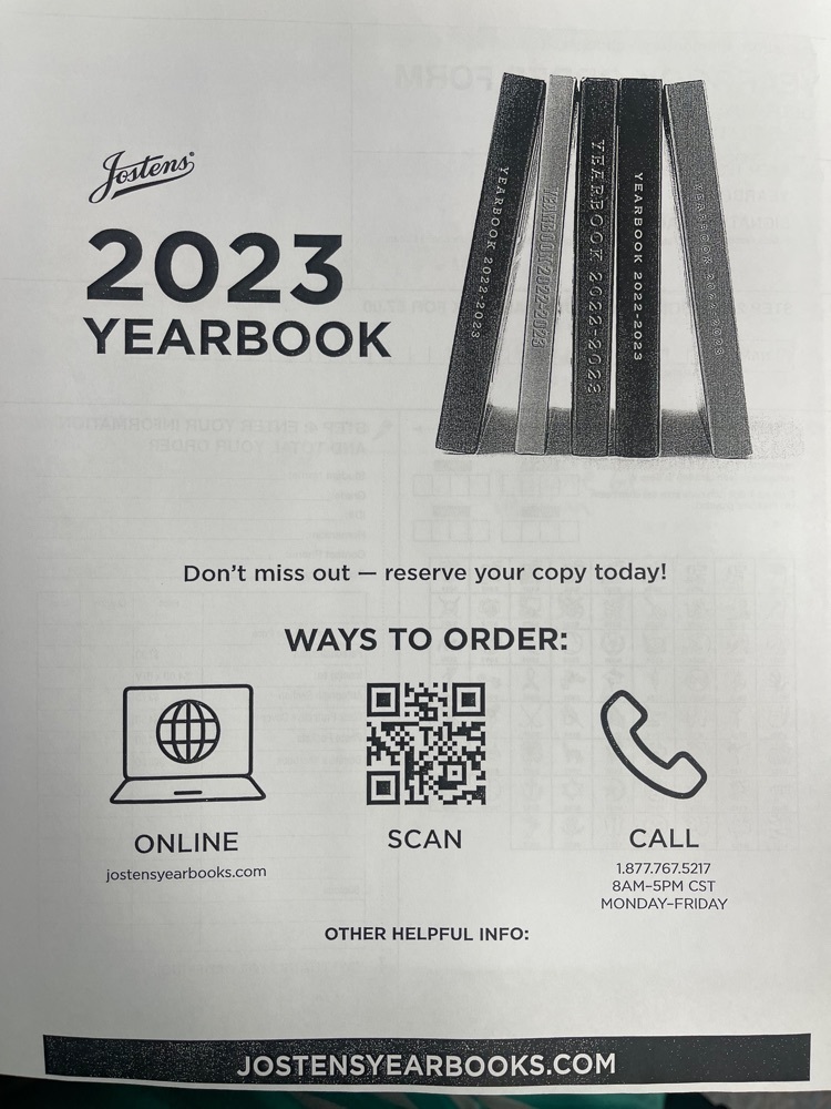 order your yearbook by May 26,2023